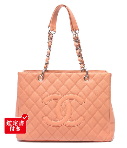CHANEL チェーントートバッグ ショルダーバッグ 肩掛け シルバー金具 マトラッセ キャビアスキン 12番台 レディース シャネル
