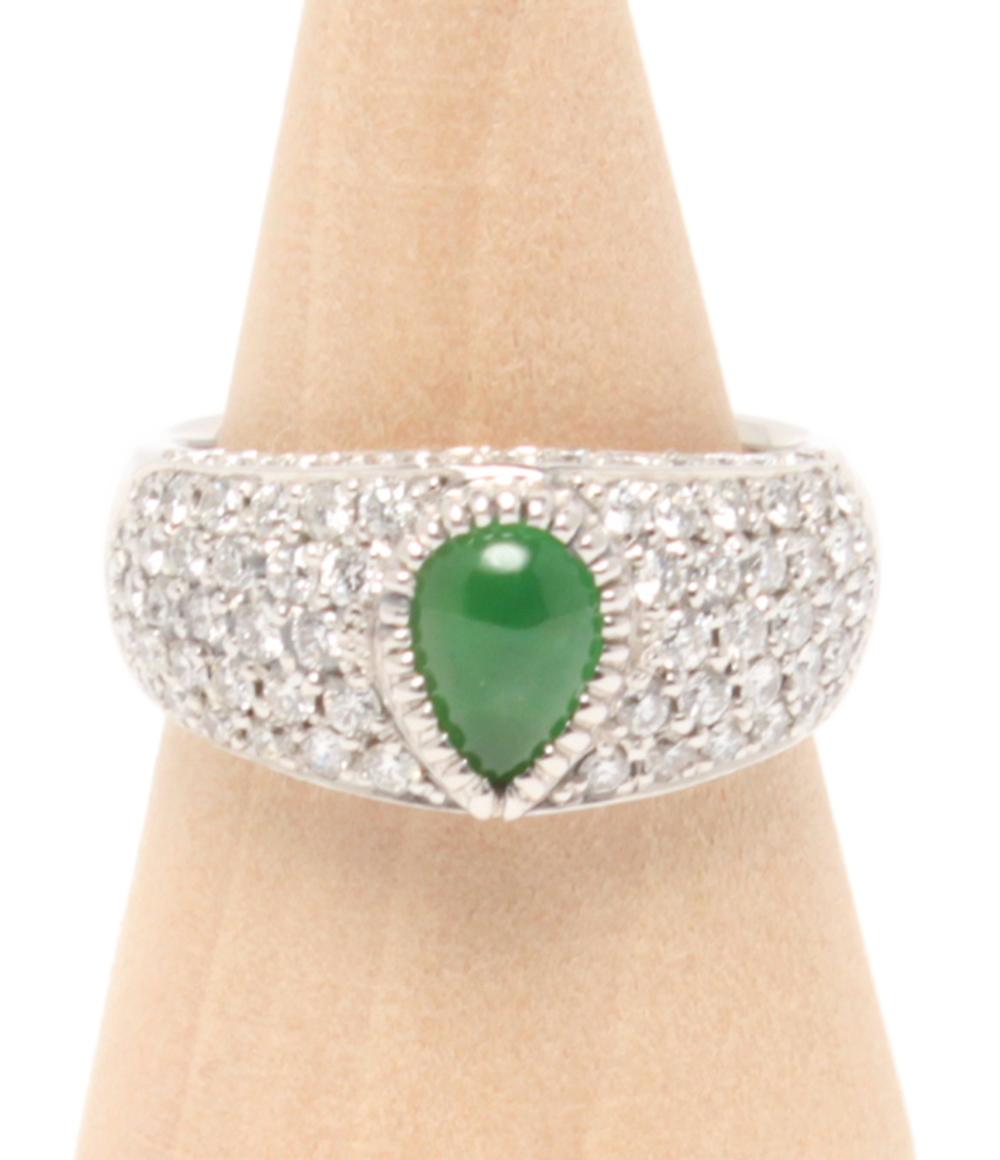 リング 指輪 K18WG エメラルド 1.022ct ダイヤ 1.386ct レディース SIZE 15号