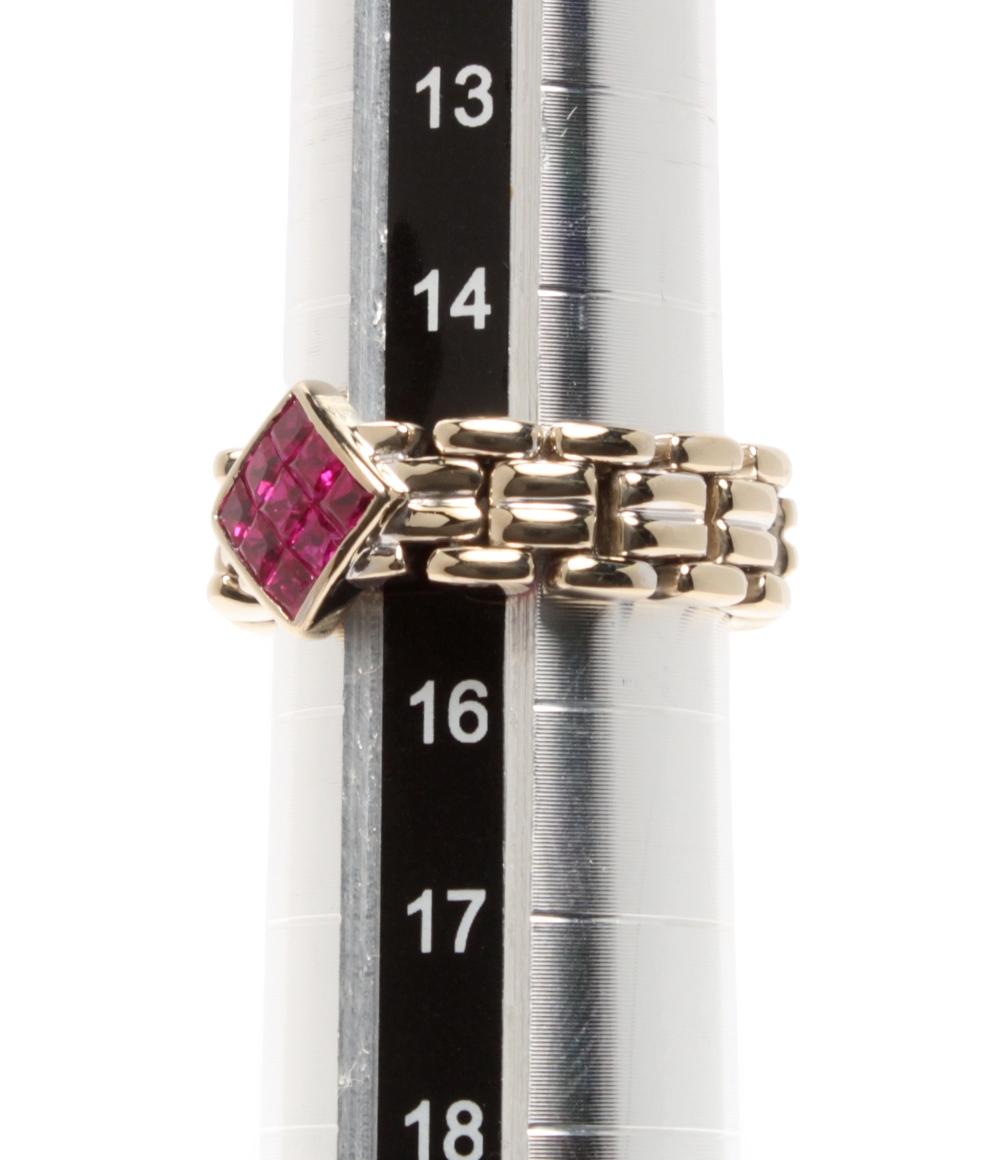 美品 リング 指輪 K18 ルビー ミステリーセッティング レディース SIZE 15号