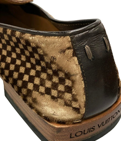 LOUIS VUITTON スクエアトゥスリッポン ハラコ ダミエソバージュ メンズ SIZE 6.5 (S) ルイ・ヴィトン