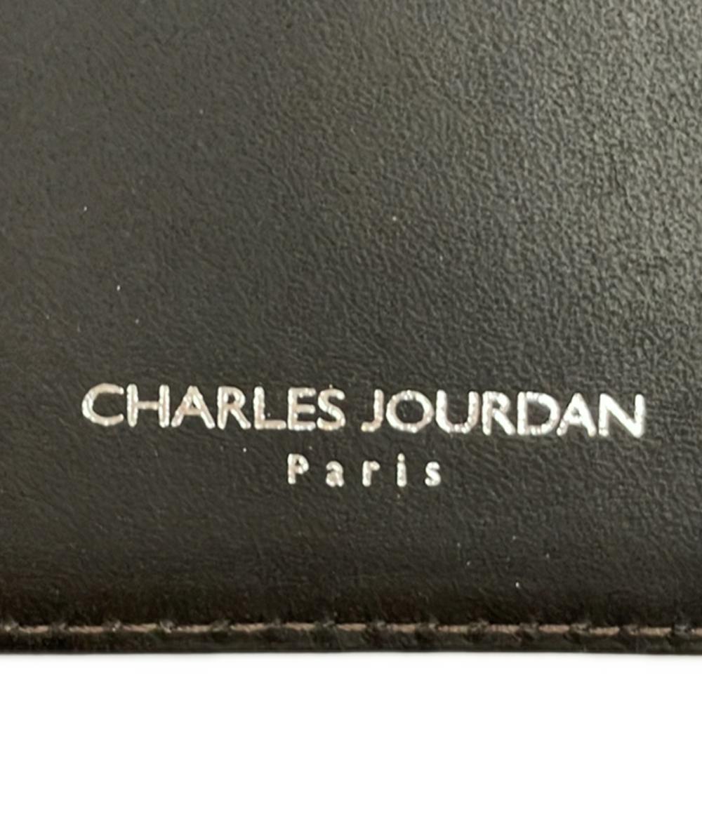 美品 CHARLES JOURDAN ダブルホック 二つ折り財布 ナイロン 牛革 レディース シャルル・ジョルダン