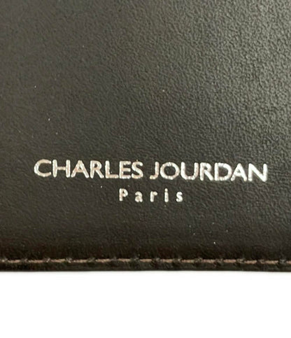 美品 CHARLES JOURDAN ダブルホック 二つ折り財布 ナイロン 牛革 レディース シャルル・ジョルダン