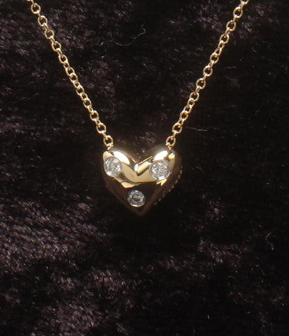 美品 ティファニー ネックレス K18 Pt950 3Pダイヤ ドッツハート  