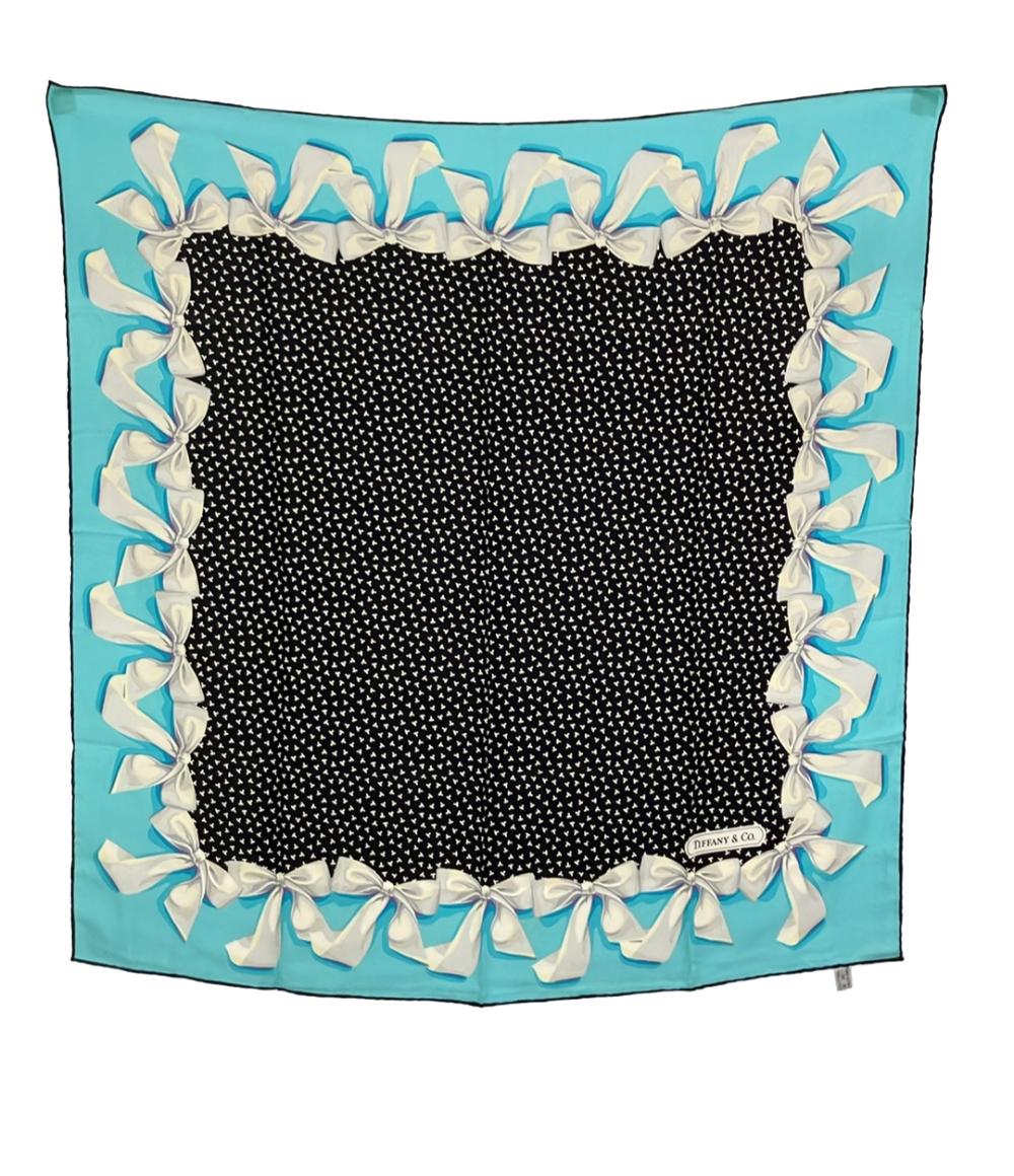 美品TIFFANY &Co. ティファニー シルク Scalf スカーフ TIFFANY&Co. スカーフ シルク100% リボン柄 レディース ティファニー