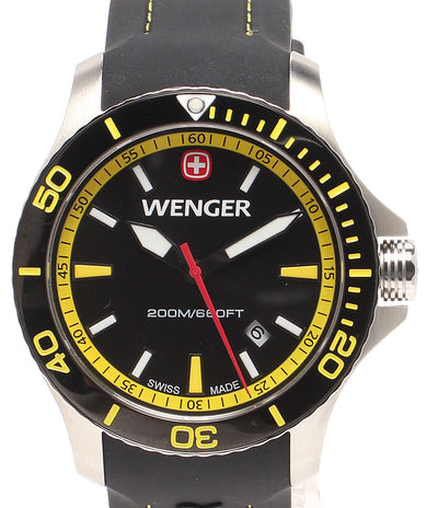 美品 WENGER 腕時計 シーフォース クオーツ ブラック 01.0641.101 メンズ ウェンガー