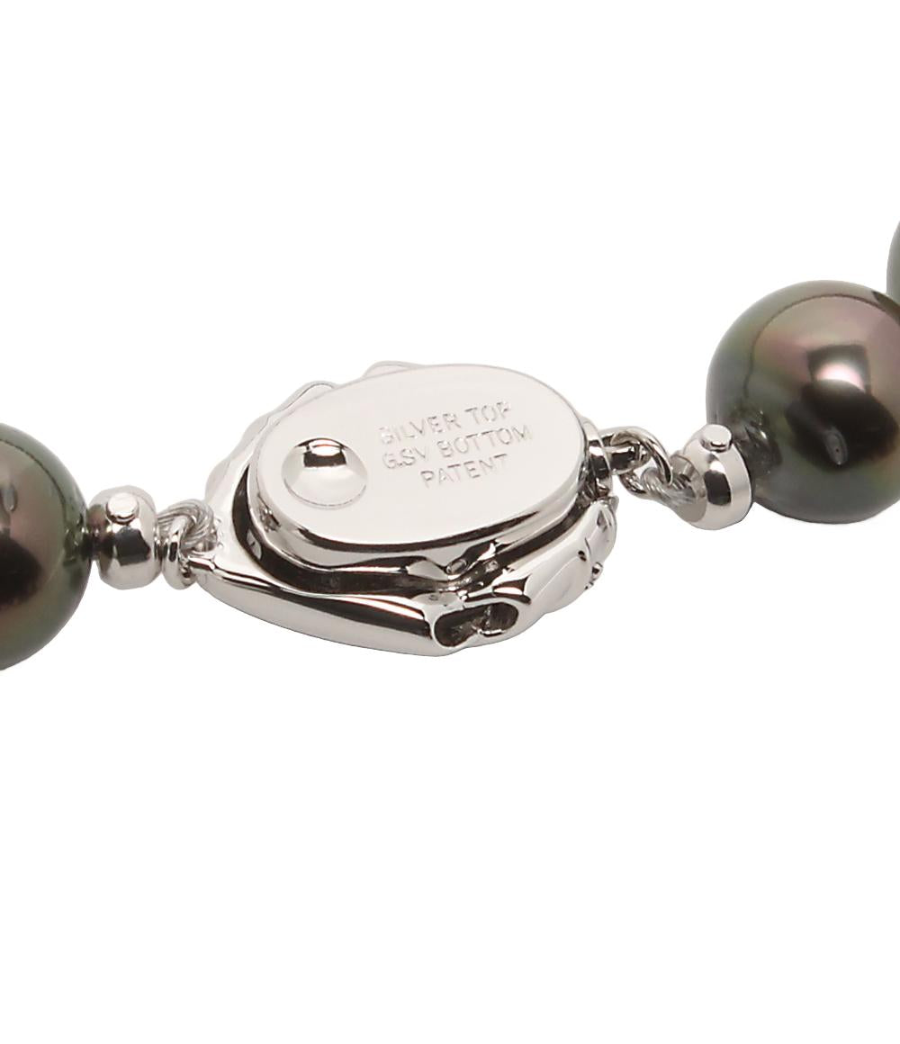 美品 ネックレス SV オーロラピーコック黒蝶真珠 9.2-11.9mm ピアス K14WG 黒蝶真珠10.1mm 2点セット レディース