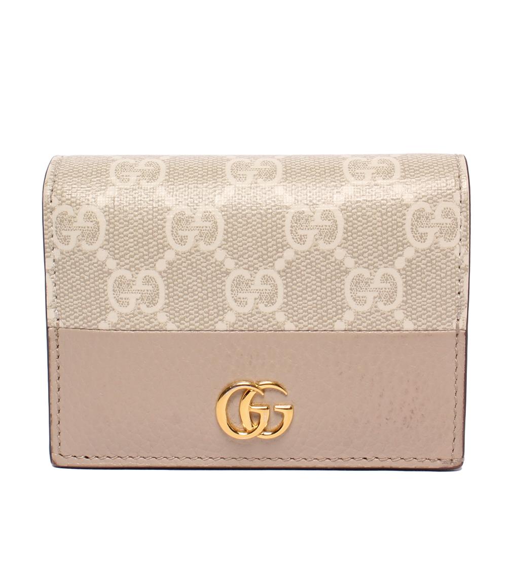 GUCCI グッチ GGスプリーム 財布 PVC/レザー 493075 ベージュ GUCCI（グッチ） GGスプリーム ドッグ ティテール 2つ折り財布