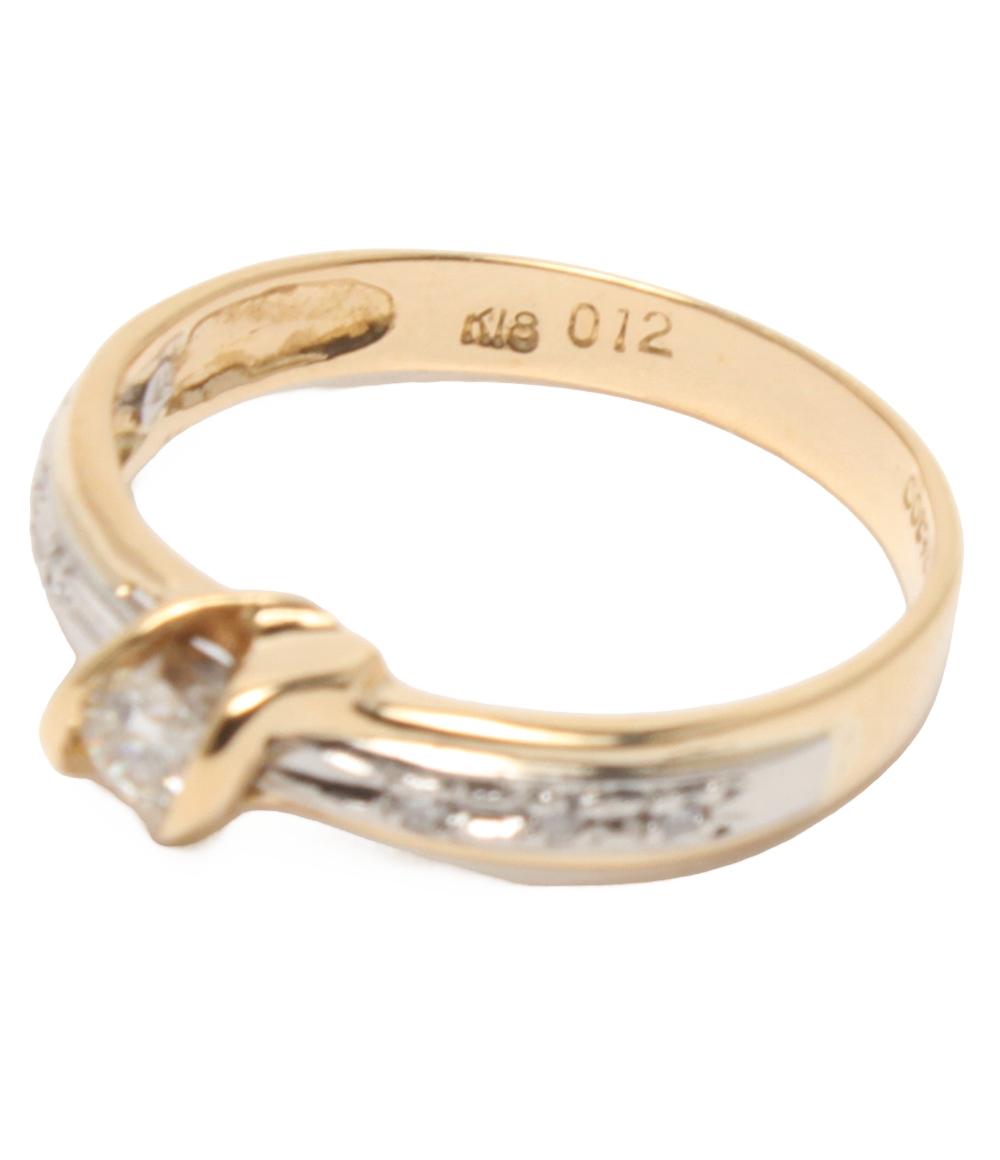 美品 リング 指輪 K18 Pt900 ダイヤ 0.12ct レディース SIZE 10号