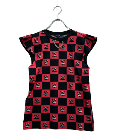 美品 LOUIS VUITTON ノースリーブ ツイストロック 格子柄 首元チェーン RW181B HAI FETS79 レディース SIZE S ルイ・ヴィトン