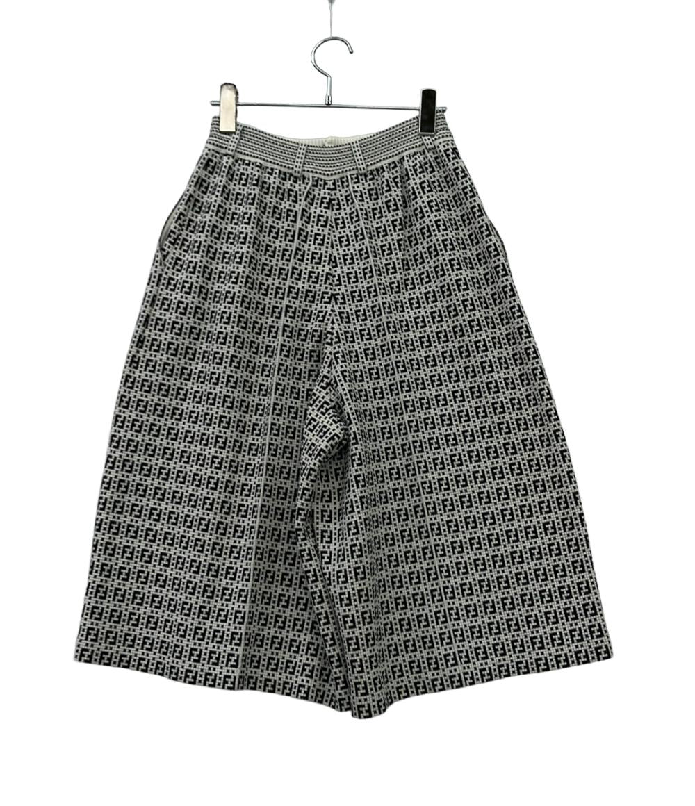 FENDI クロップドパンツ FF柄 ズッキーノ ワイド カプリ丈 ニット 黒 白 FENDI FZR724 AF4U レディース SIZE 40 (M) フェンディ