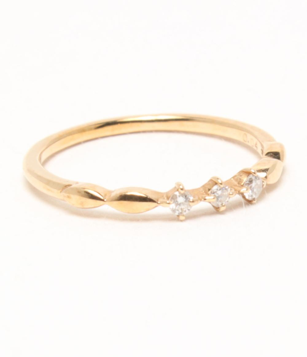 ete ピンキーリング 5号 K10 PG ゴールド ダイヤモンド 指輪 エテ 美品 エテ ピンキーリング 指輪 K10 ダイヤ 0.04ct レディース