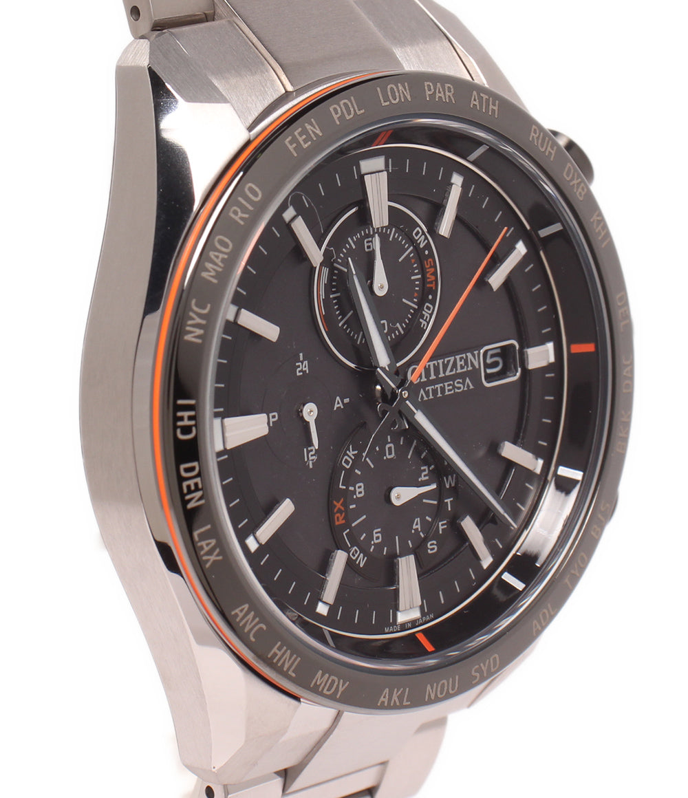 美品 CITIZEN 腕時計 電波ソーラー アテッサ ATTESA ソーラー ブラック H800-A1 メンズ シチズン