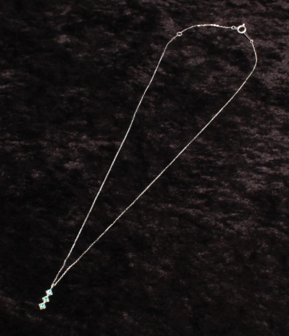 美品 ネックレス K10WG K10 エメラルド レディース