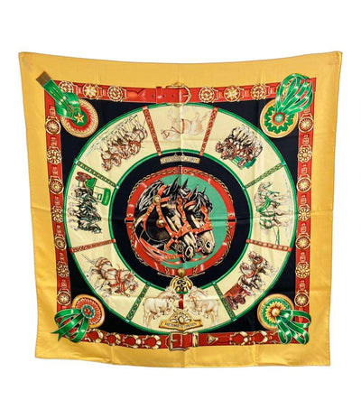 HERMES スカーフ シルク100% カレ90 CHEVAUX DE TRAIT レディース エルメス