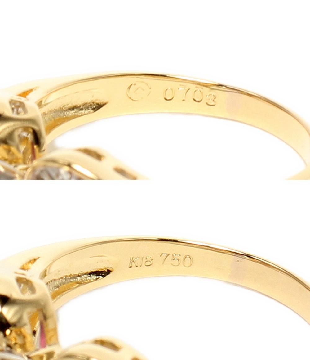 美品 リング 指輪 K18 ダイヤ 0.703ct ルビー レディース
