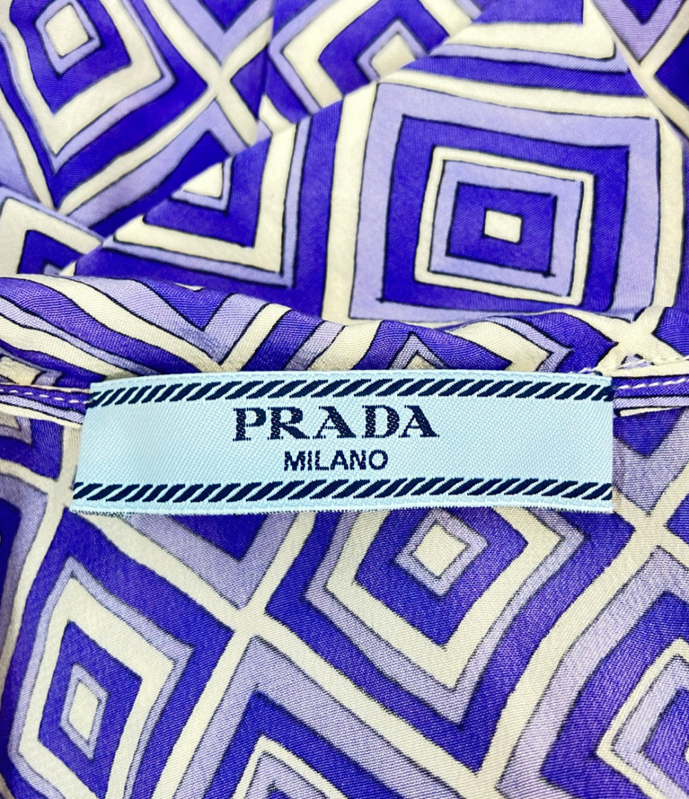PRADA ノースリーブブラウス シルク100% 幾何学模様 レディース SIZE 40 (M) プラダ