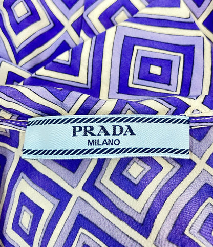 PRADA ノースリーブブラウス シルク100% 幾何学模様 レディース SIZE 40 (M) プラダ
