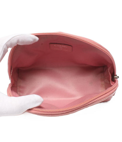 CHANEL ポーチ カメリア ラムスキン シルバー金具 レディース シャネル