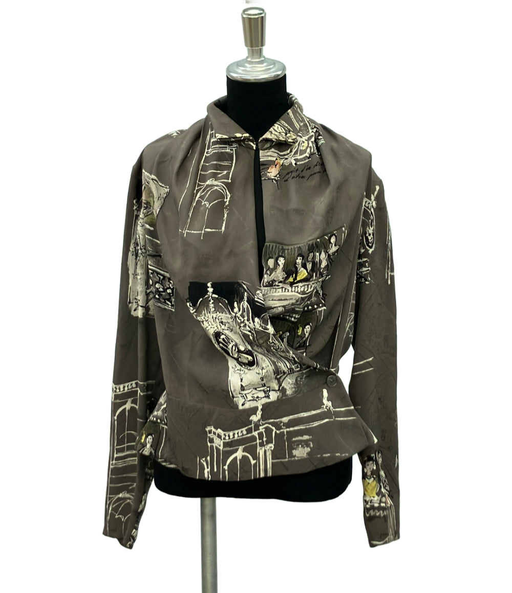 HERMES ツイルレーヌ長袖ブラウス シルク100% SH303 レディース SIZE 38 (M) エルメス