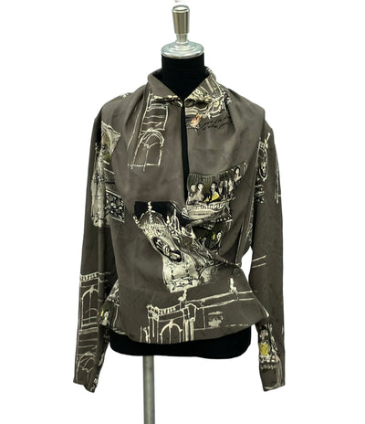 HERMES ツイルレーヌ長袖ブラウス シルク100% SH303 レディース SIZE 38 (M) エルメス