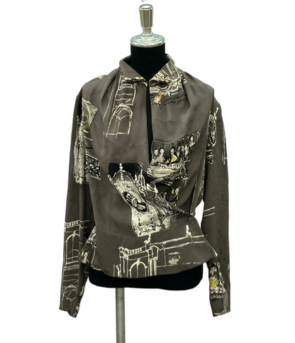 HERMES ツイルレーヌ長袖ブラウス シルク100% SH303 レディース SIZE 38 (M) エルメス