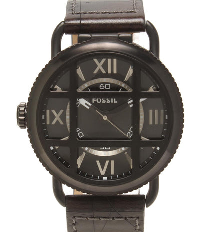 美品 FOSSIL 腕時計 クオーツ ブラック FS4474 メンズ フォッシル