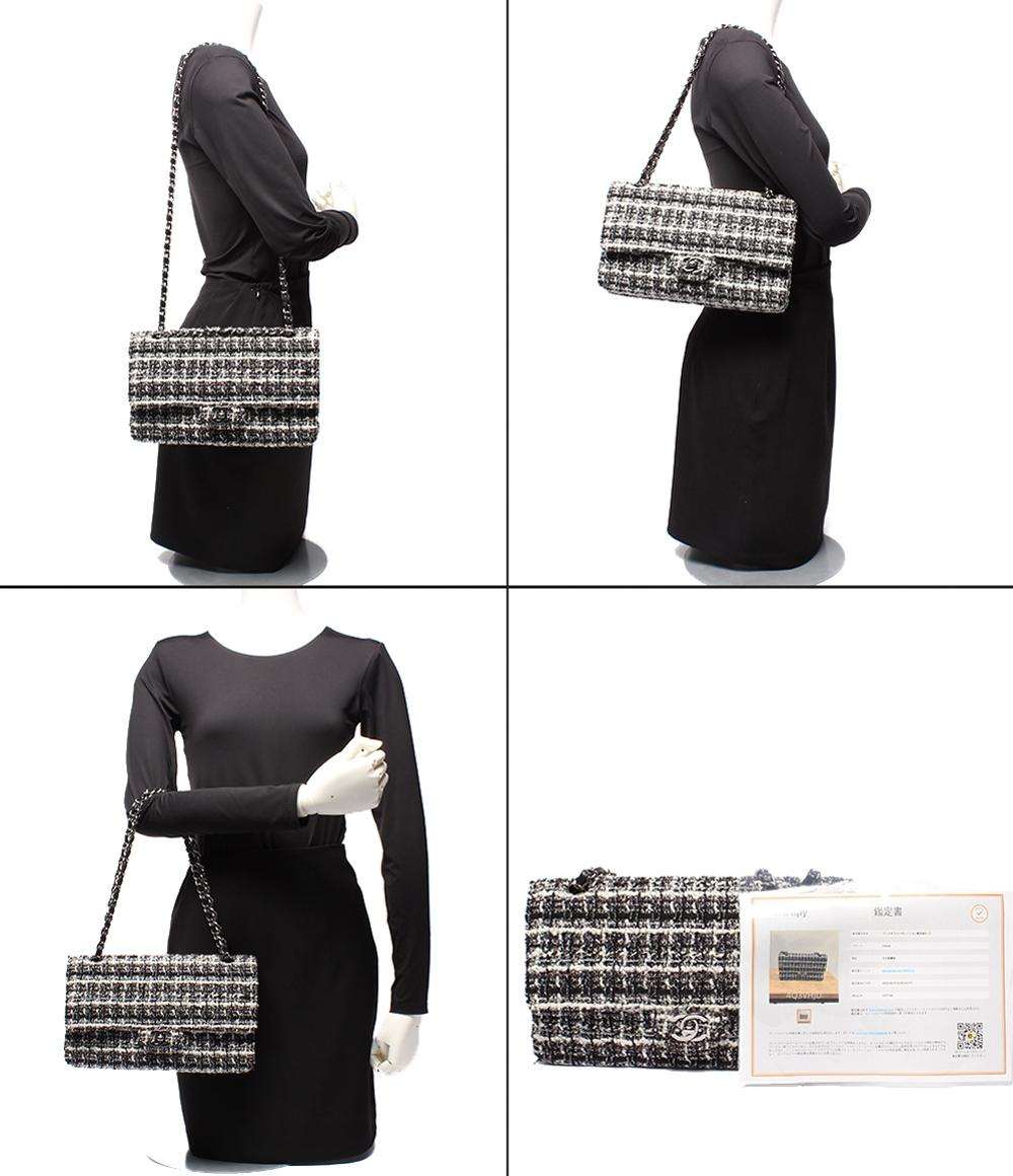 シャネル ショルダーバッグ ハンドバッグ 肩掛け ツイード ダブルチェーン ダブルフラップ シルバー金具 マトラッセ25 レディース CHANEL