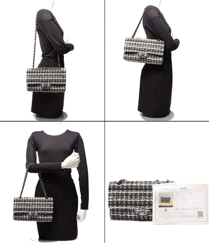 シャネル ショルダーバッグ ハンドバッグ 肩掛け ツイード ダブルチェーン ダブルフラップ シルバー金具 マトラッセ25 レディース CHANEL