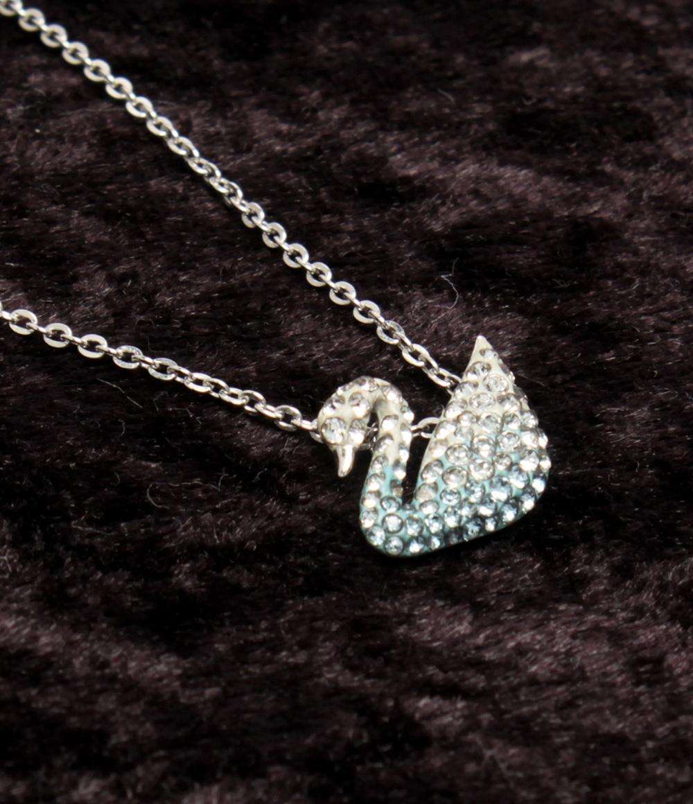 美品 SWAROVSKI ネックレス スワンモチーフ 白鳥モチーフ レディース スワロフスキー