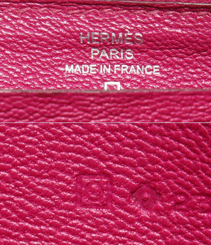 HERMES ラウンドファスナー長財布 クロコダイル アリゲーターリセ シルバー金具 □O刻印 アザップロング レディース エルメス