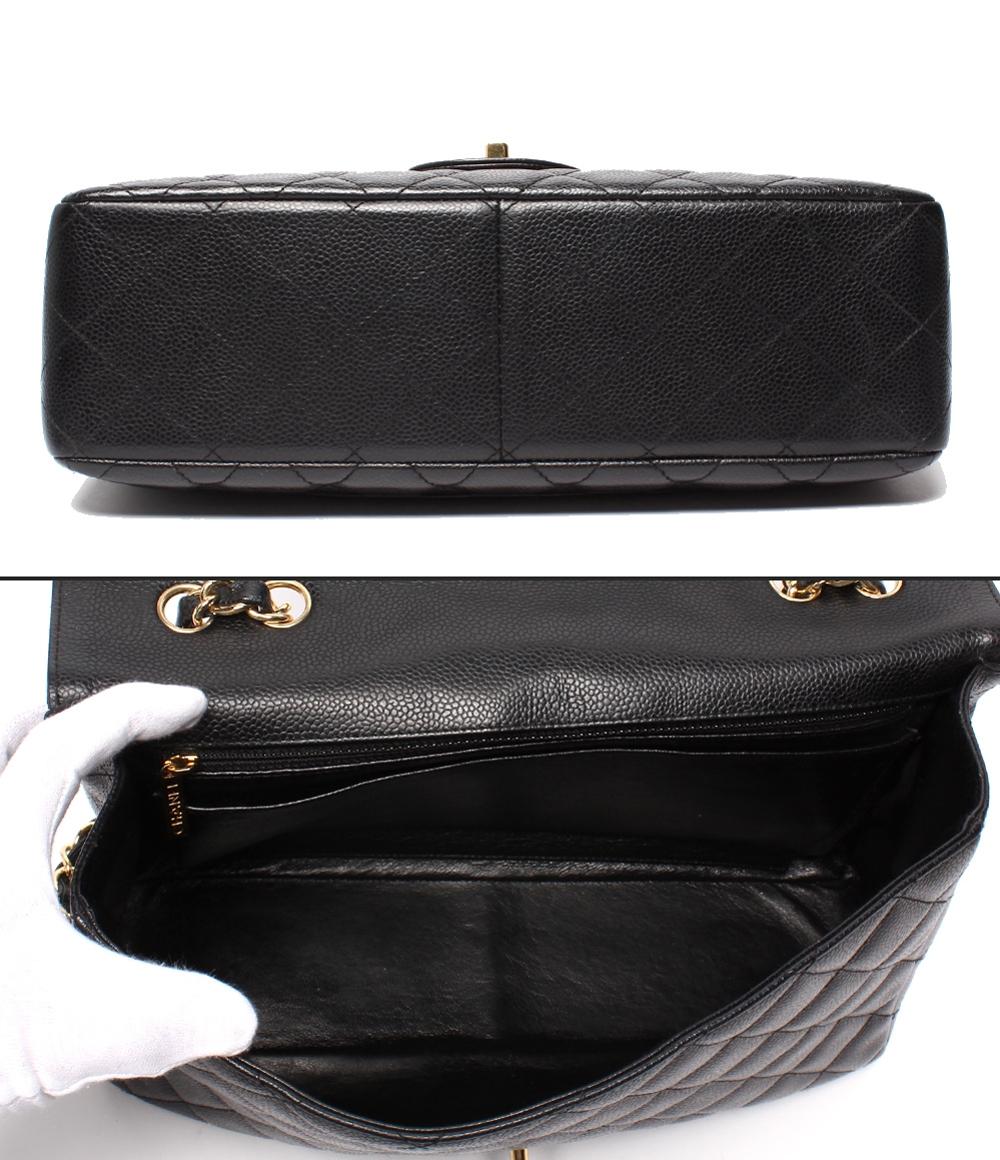 シャネル ショルダーバッグ キャビアスキン ゴールド金具 Wチェーン