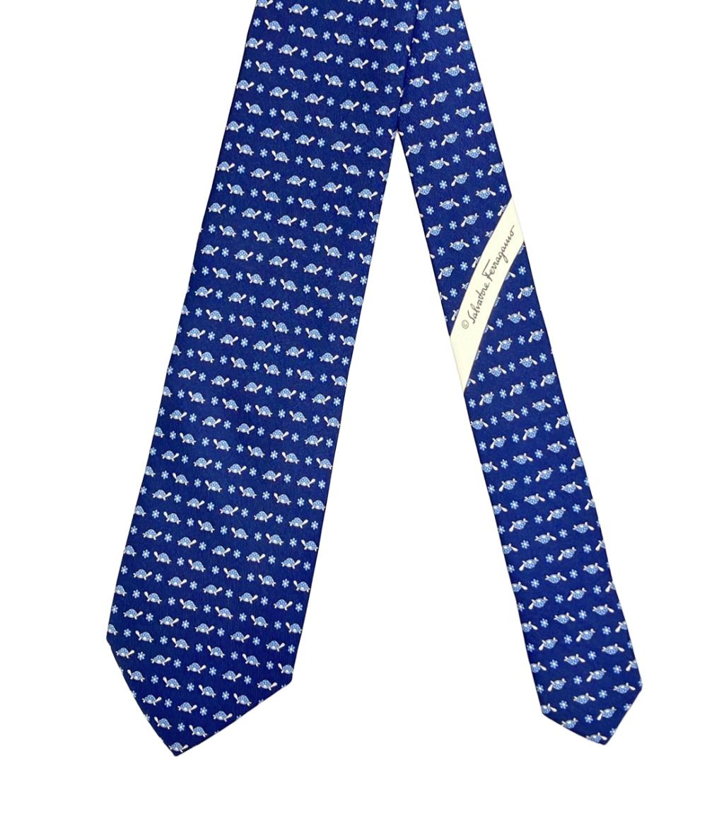 美品 Salvatore Ferragamo ネクタイ シルク100% タートル メンズ サルヴァトーレフェラガモ