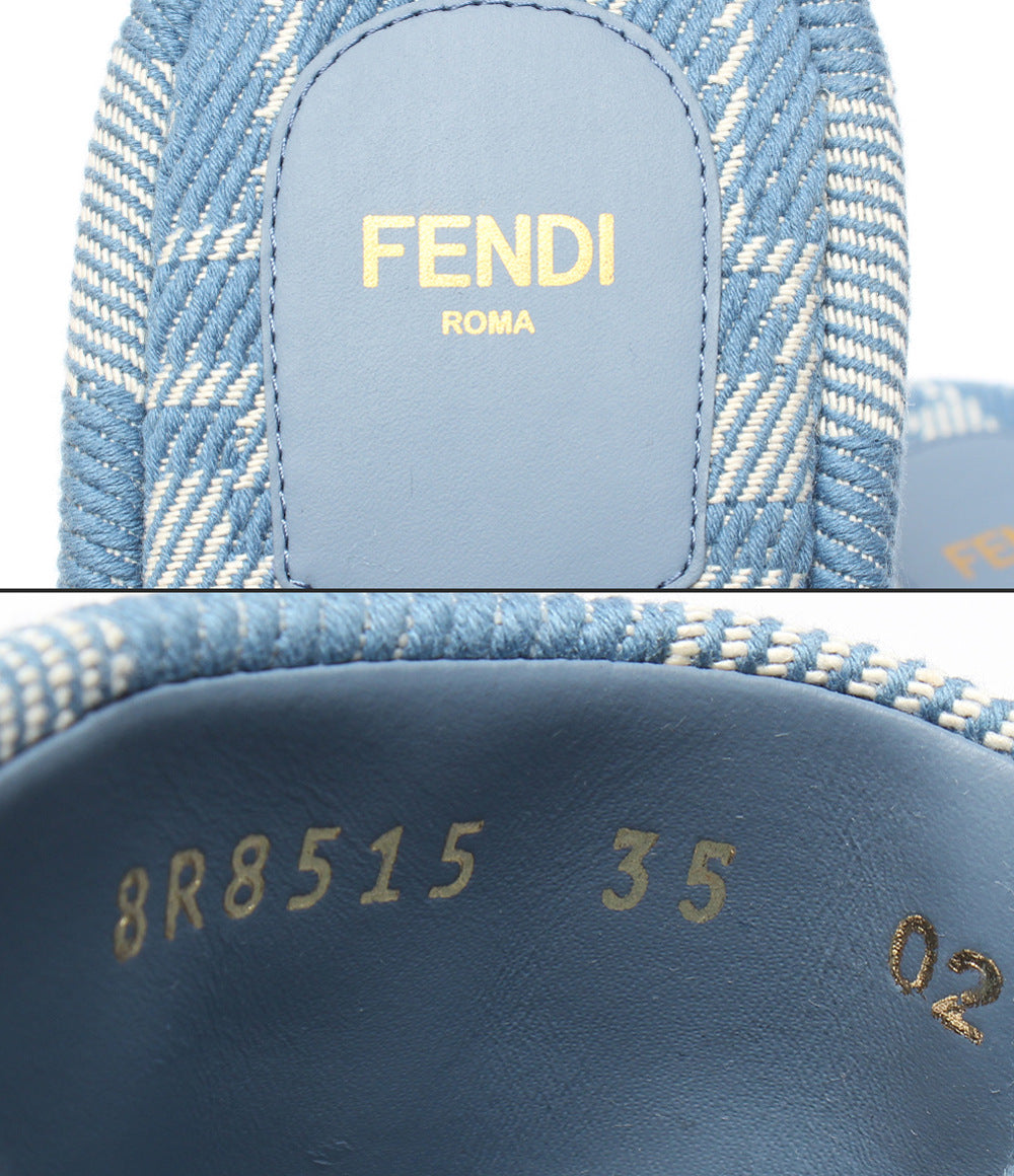 美品 FENDI サンダル 厚底 デニムエフェクト ジャカード サンシャイン プラットフォーム 8R8515 レディース SIZE 35 (22.5cm) フェンディ