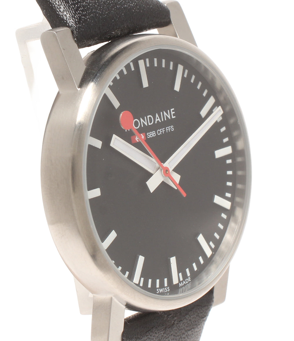 MONDAINE 腕時計 クオーツ ブラック レディース メンズ モンディーン