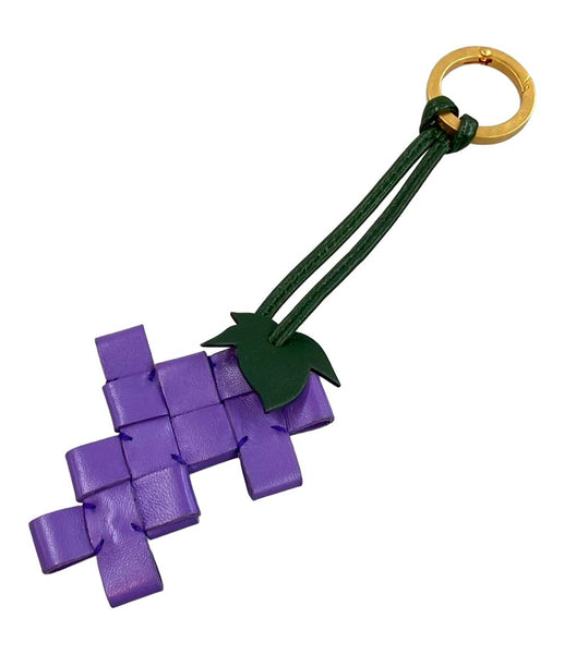 美品 ボッテガ・ヴェネタ バックチャーム キーリング イントレチャート