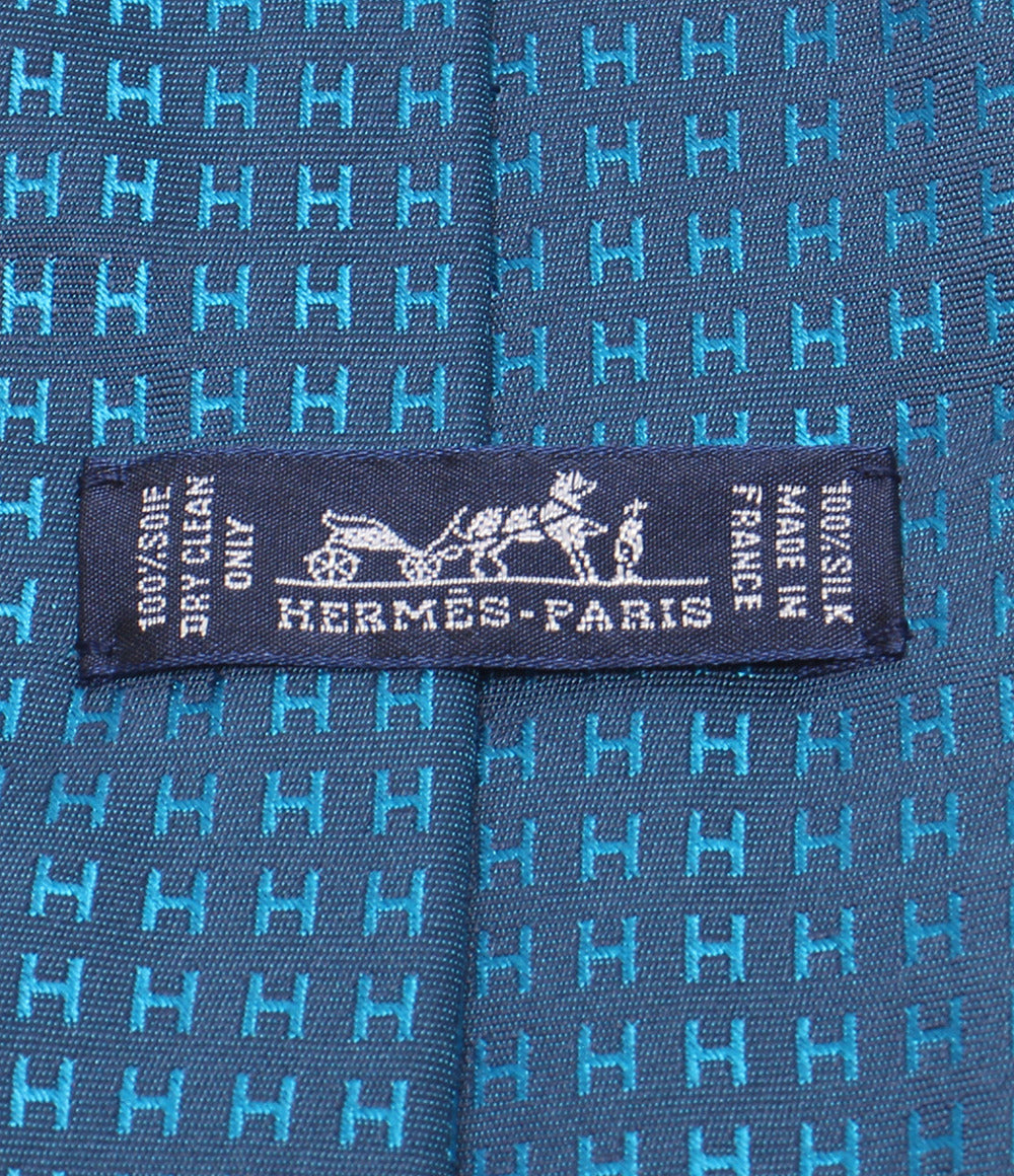 美品 HERMES ネクタイ シルク100％ ファソネH メンズ エルメス