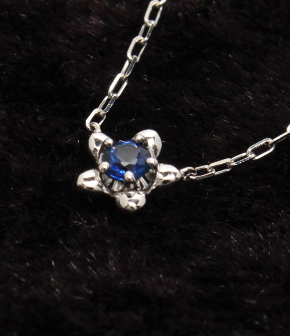 美品 ヨンドシー ネックレス K10 サファイア フラワーモチーフ レディース 4℃