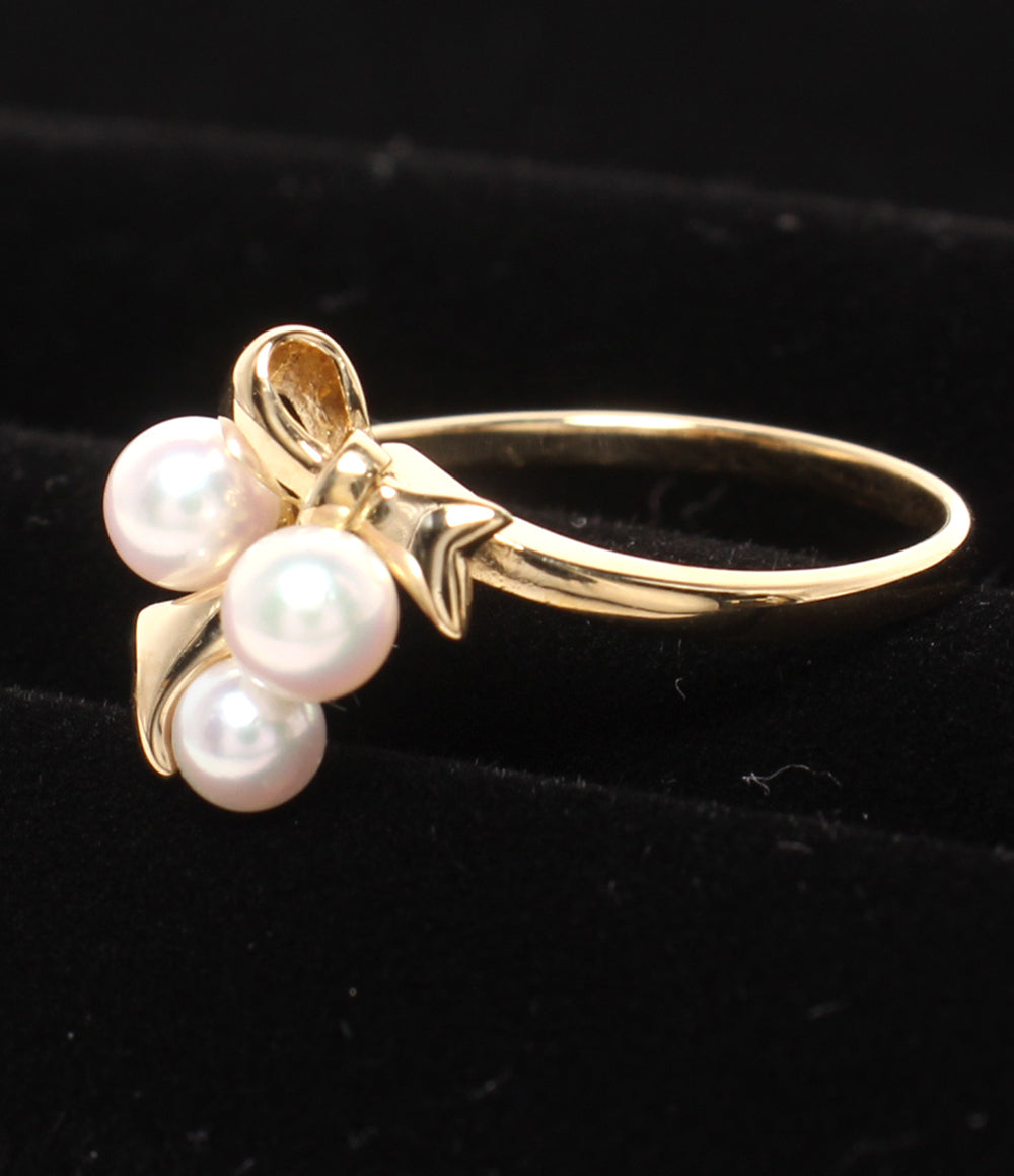 MIKIMOTO リング 指輪 K18 パール 3.0-4.0mm リボンモチーフ レディース SIZE 10号 ミキモト