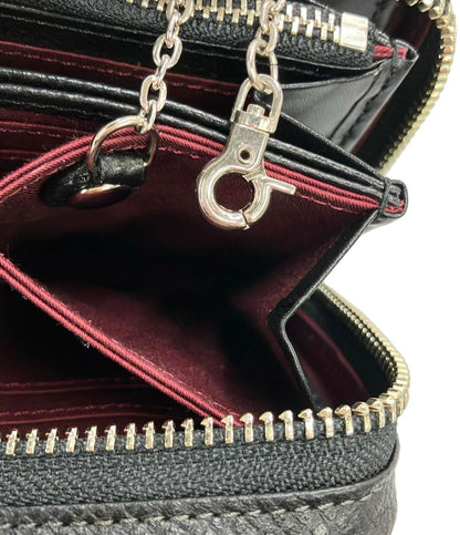 美品 TAKEO KIKUCHI ラウンドファスナー長財布 カラビナ付き メンズ タケオキクチ