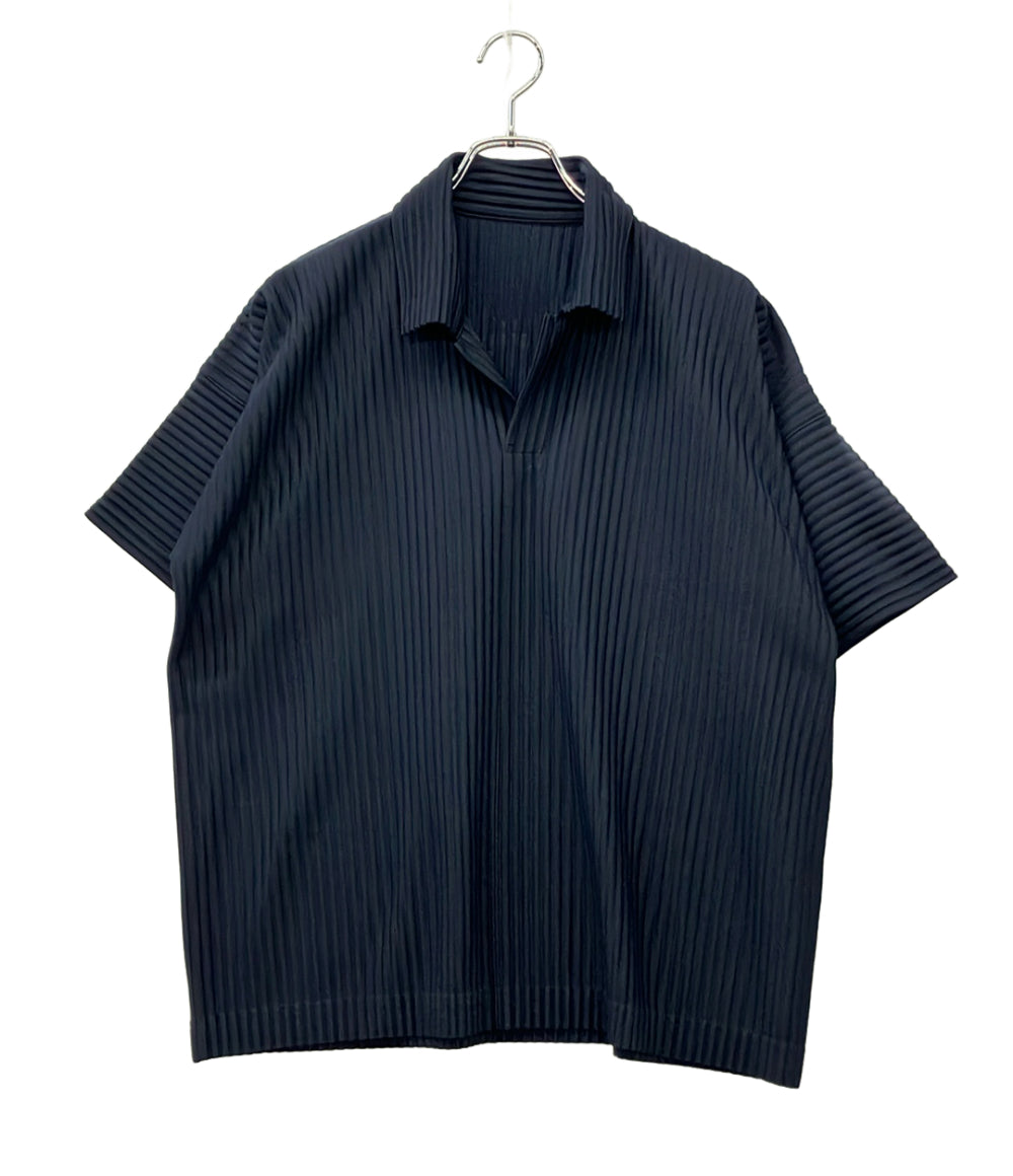 HOMME PLISSE ISSEY MIYAKE 半袖シャツ スキッパー プリーツ HP55JM030 メンズ SIZE 3 (L) オム プリッセ イッセイミヤケ