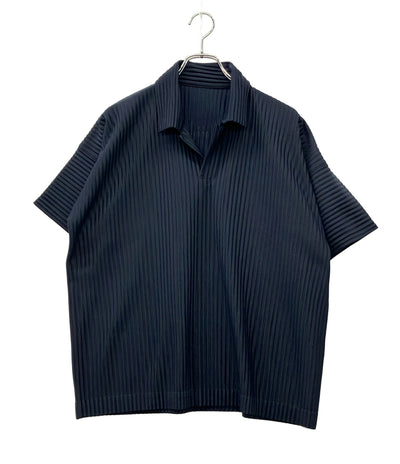HOMME PLISSE ISSEY MIYAKE 半袖シャツ スキッパー プリーツ HP55JM030 メンズ SIZE 3 (L) オム プリッセ イッセイミヤケ