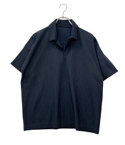 HOMME PLISSE ISSEY MIYAKE 半袖シャツ スキッパー プリーツ HP55JM030 メンズ SIZE 3 (L) オム プリッセ イッセイミヤケ