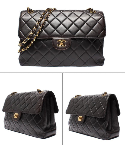 CHANEL ショルダーバッグ ダブルフェイス ダブルチェーン ラムスキン ゴールド金具 肩掛け デカマトラッセ 30 レディース シャネル