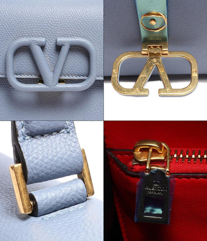 美品 ヴァレンティノ・ガラヴァーニ レザー ハンドバッグ ショルダーバッグ Vスリング スモール ハンドバッグ グレインカーフスキン ナイアガラ