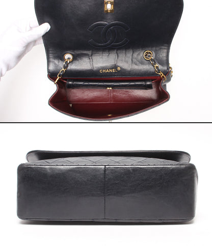 CHANEL チェーンショルダーバッグ 肩掛け 斜め掛け ゴールド金具 マトラッセ シングルチェーン シングルフラップ ラムスキン レディース シャネル