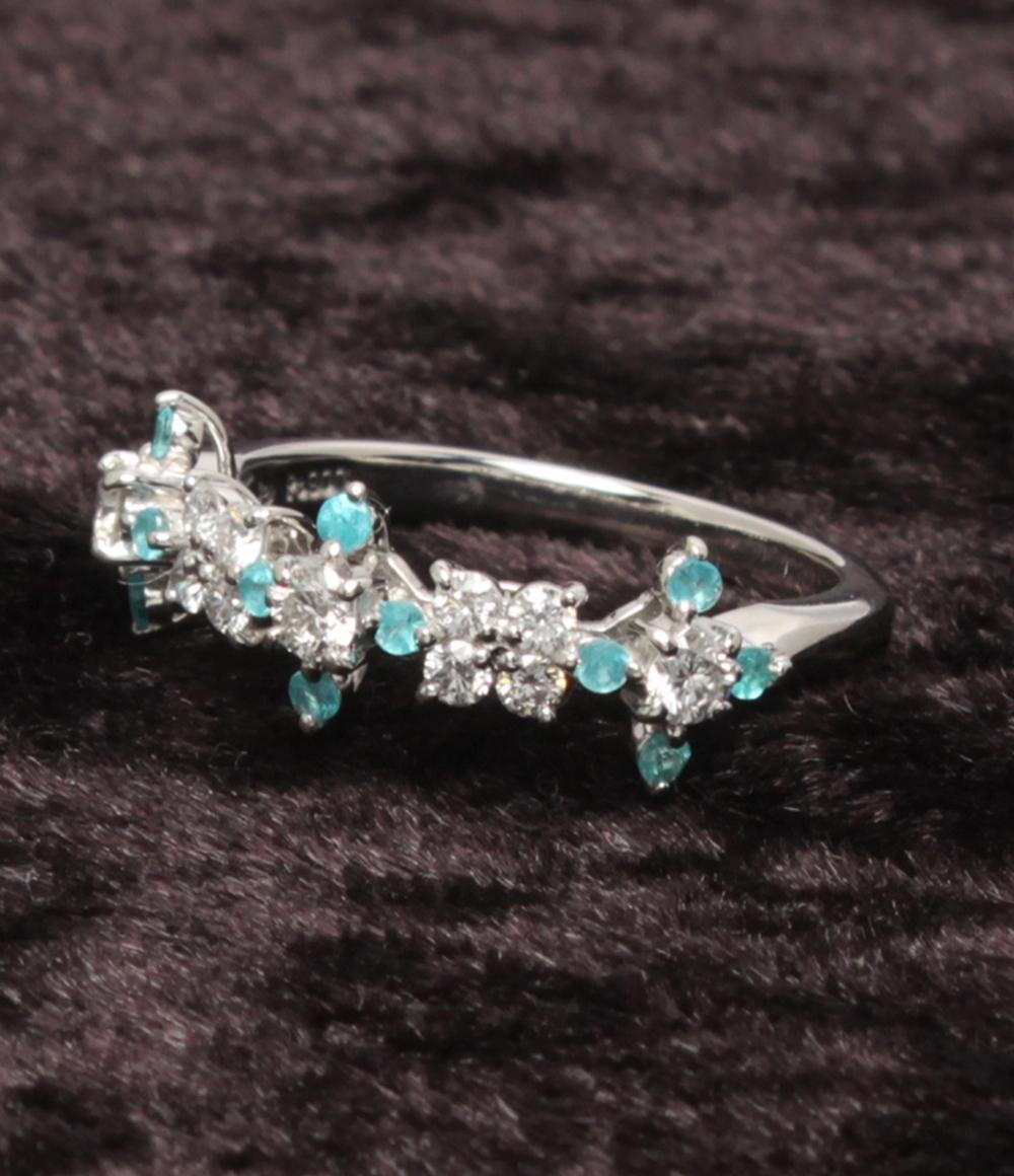 美品 TASAKI リング 指輪 Pt900 ダイヤ 0.32ct パライバトルマリン レディース SIZE 9号 タサキ