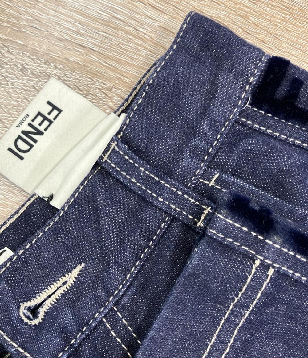 FENDI デニムワイドパンツ ダークブルー/ピンク 極美品 FENDI デニムワイドパンツ ダークブルー/ピンク 極美品 FENDI デニム