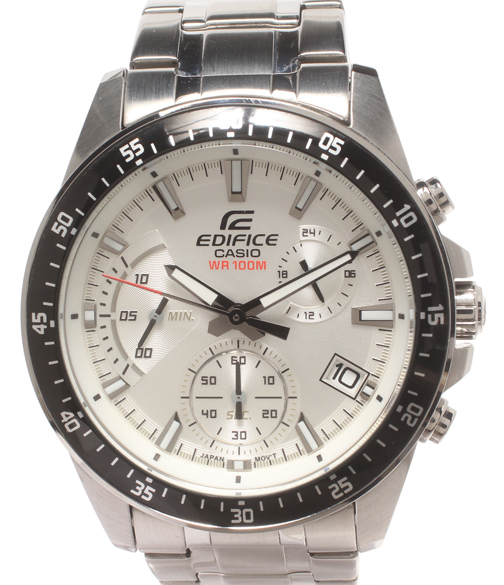 美品 CASIO 腕時計 エディフィス EDIFICE クオーツ シルバー EFV-540 メンズ カシオ