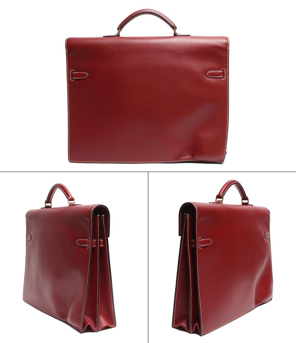 エルメス ビジネスバッグ ブリーフケース □K刻印 ゴールド金具 ケリーデペッシュ38 ルージュヴィフ ボックスカーフ メンズ HERMES