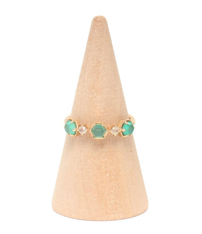 美品 agete リング 指輪 K10 ラインストーン レディース SIZE 9号 アガット